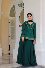 Deep Green IndoWestern Midi Dress