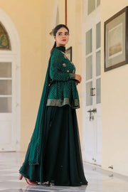 Deep Green IndoWestern Midi Dress