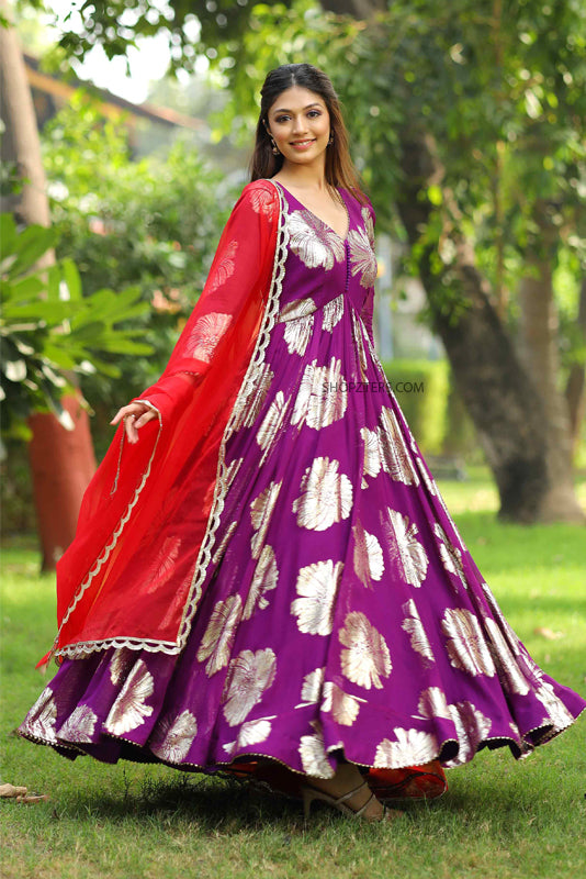 Purple Jasmine Anarkali Long Dress