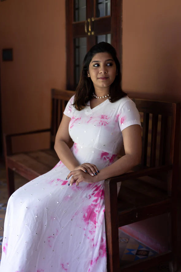 Pink Tie & Dye Mirror Georgette Dress