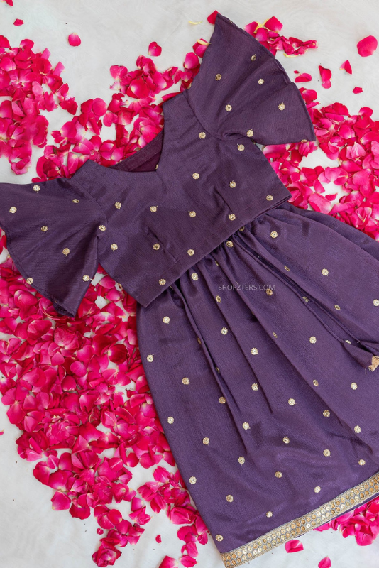 Plum Violet Chinnon Crop Top & Skirt