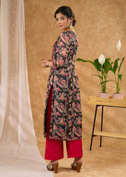 Chanderi Kurta with Exclusive Embroidery &amp; Pants (Dupatta Optional)