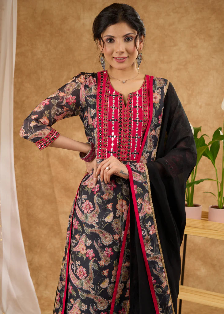 Chanderi Kurta with Exclusive Embroidery &amp; Pants (Dupatta Optional)