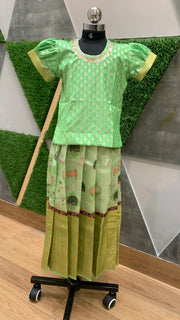 Parrot Green Pichwai Print Dress