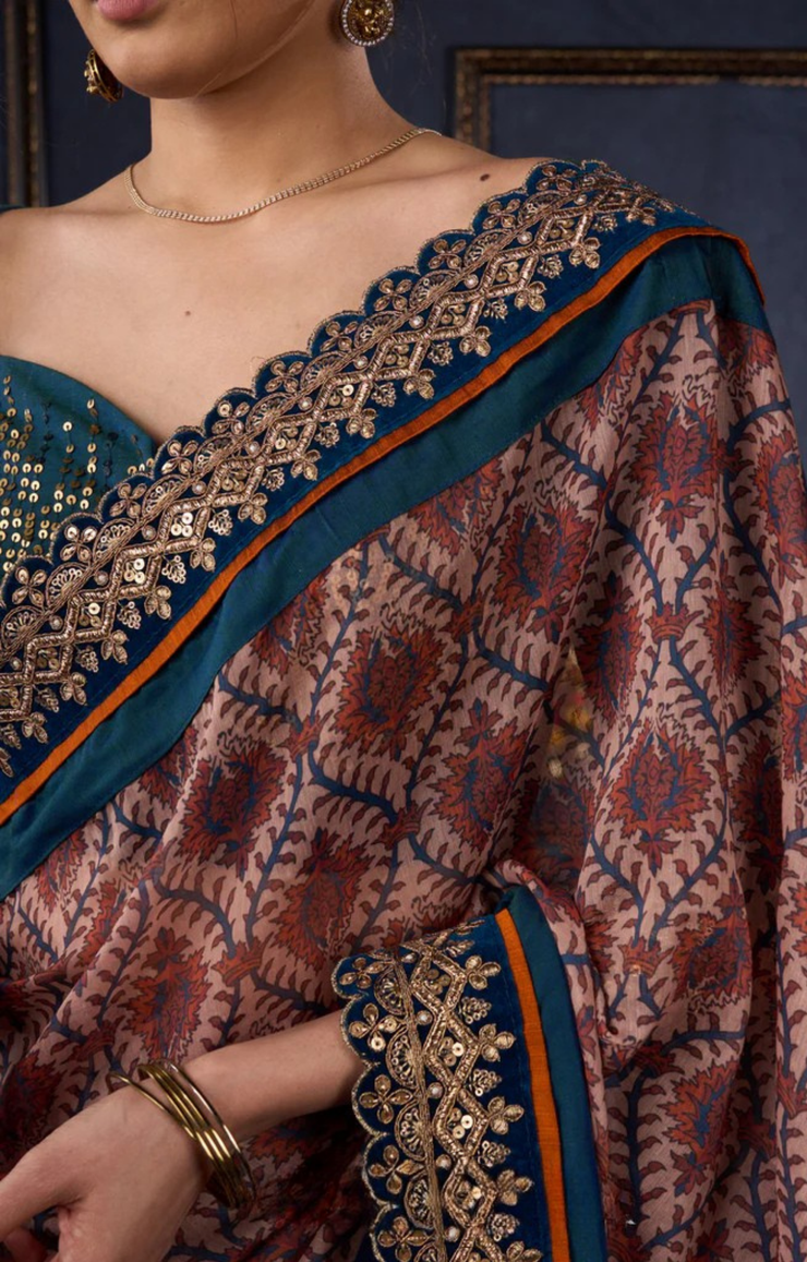 Graceful Printed Lehenga With Gold Embroidered Blouse & Matching Dupatta.