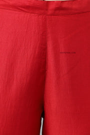Red Chinon Embroidered Kurta Set