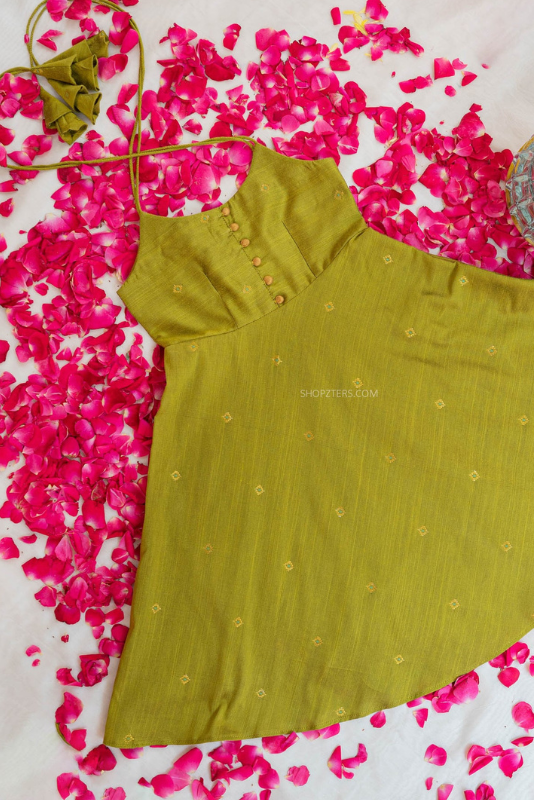 Citron Green Silk Frock