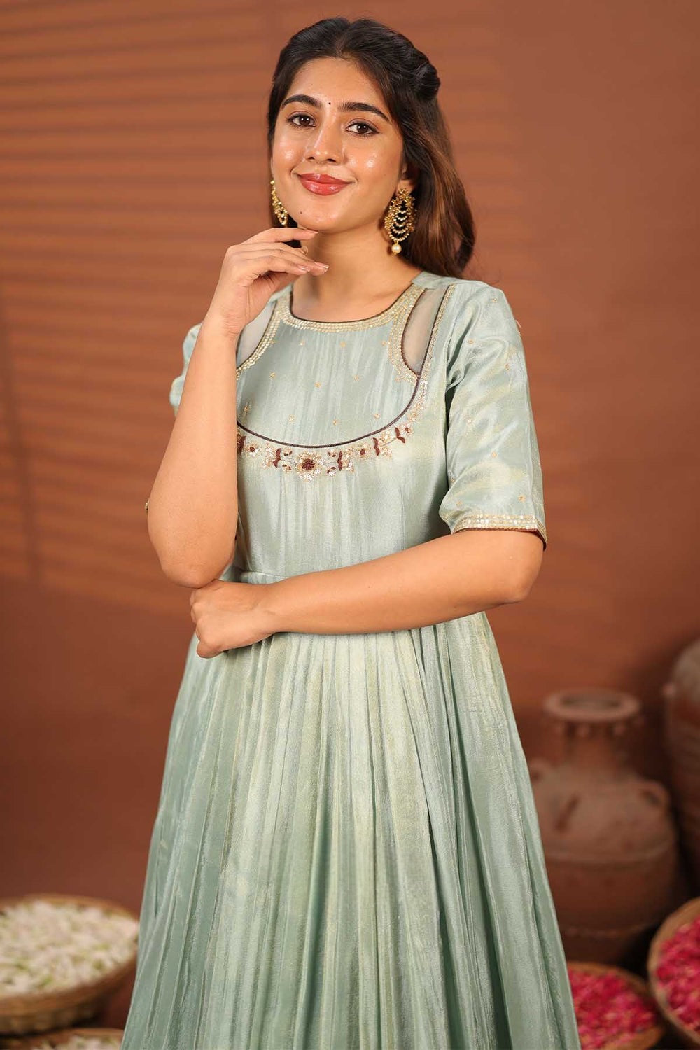 AQUA BROWN SHADED GOWN - ELEGANCE REDEFINED