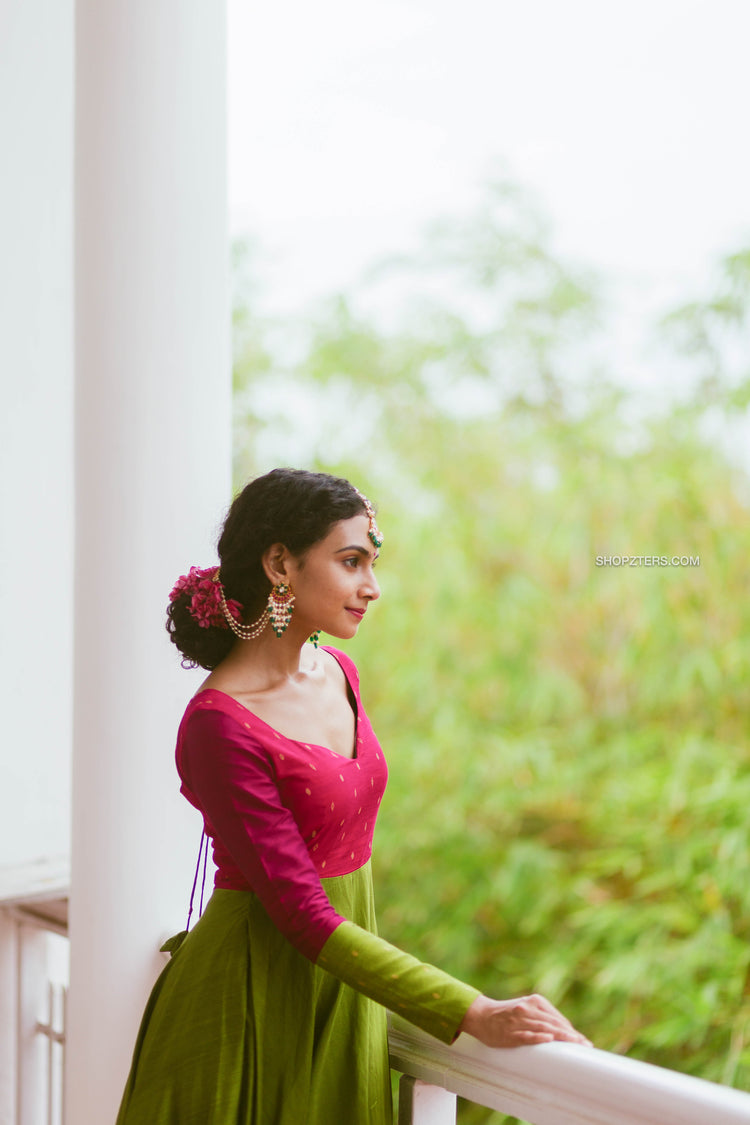 Pink and Green Cotton Silk Dress Pink and Green Cotton Silk Dress