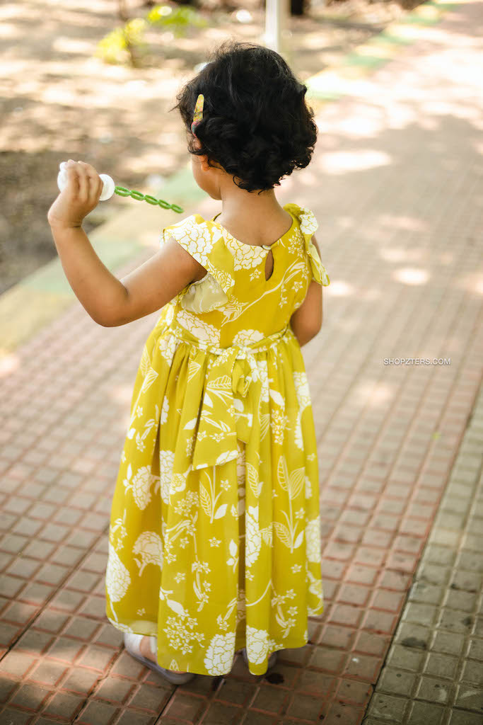 Lime Yellow Floral Frock