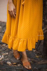 Mustard Yellow Georgette Midi Dress