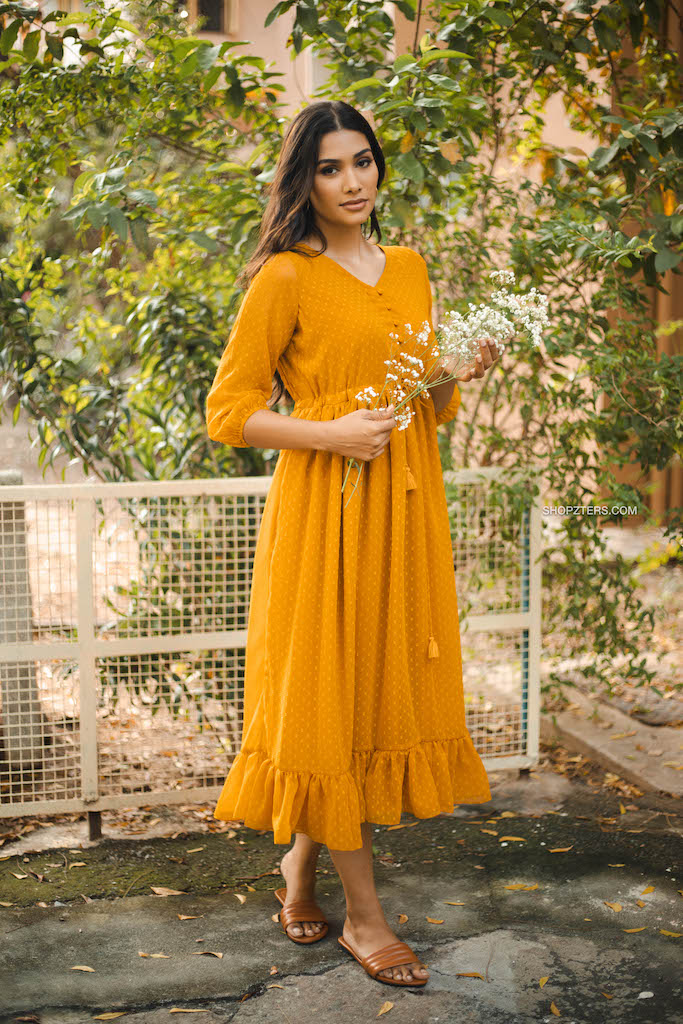 Get 3X Elegance with Women Fit and Flare Yellow Dress | Shop Now!