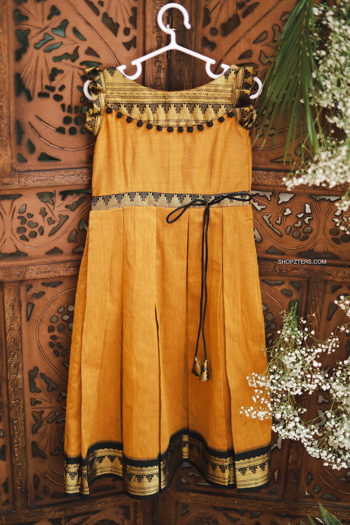 Mustard Yellow Kalyani Cotton Dress - Mini