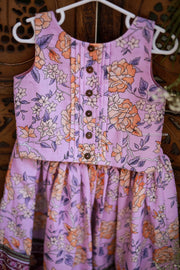 Lilac Semi Linen Crop Top Skirt - Mini