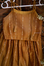 Vintage Yellow Dupion Silk Skirt & Top - Mini