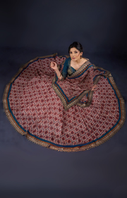 Graceful Printed Lehenga With Gold Embroidered Blouse & Matching Dupatta.