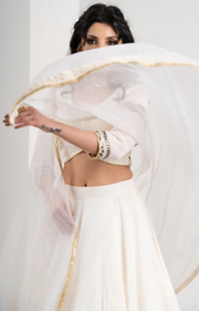 Exclusive Classy White Embroidered Georgette Lehnga with Chiffon Dupatta