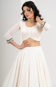 Exclusive Classy White Embroidered Georgette Lehnga with Chiffon Dupatta