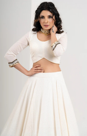 Exclusive Classy White Embroidered Georgette Lehnga with Chiffon Dupatta