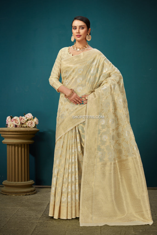 Linen Silk Woven Saree