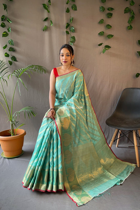 Gold Leheriya Weaves Cotton Sarees