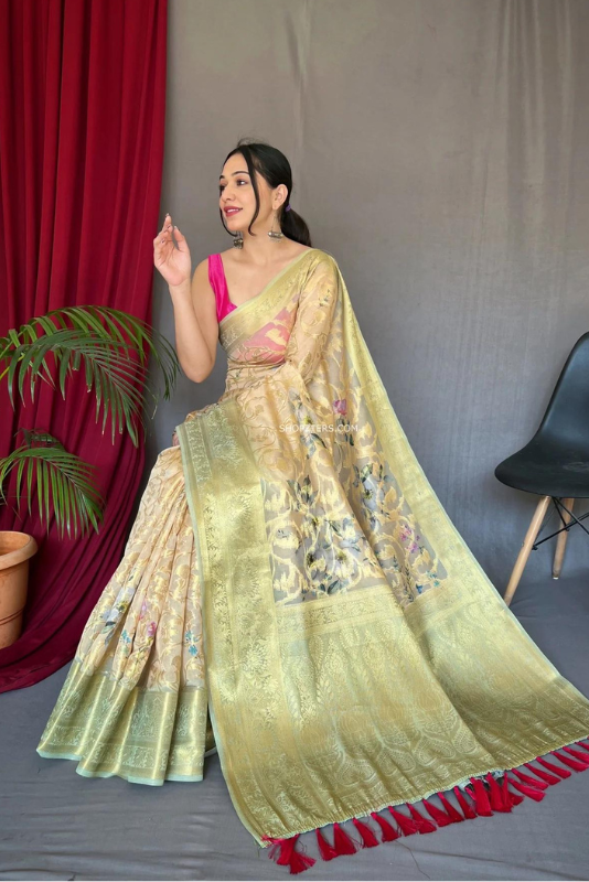 Organza Zari Weaving Saree