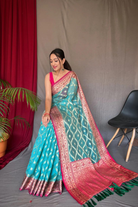 Banarasi Organza Silk Woven Saree