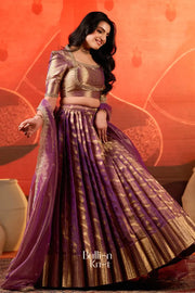 Tissue Zari Lehenga Set in Purple