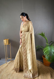 Matka Silk Saree With Cutwork Border