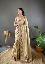 Matka Silk Saree With Cutwork Border