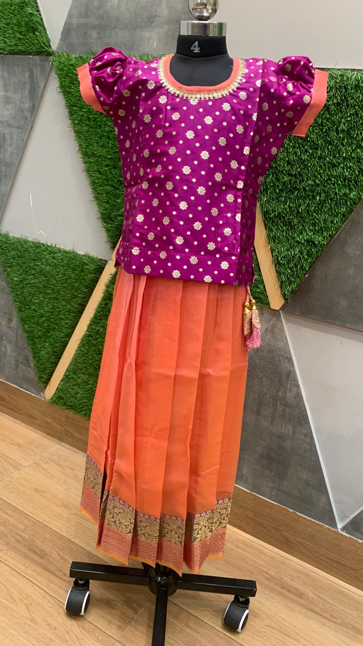 Peachish Pink Banarasi Dress