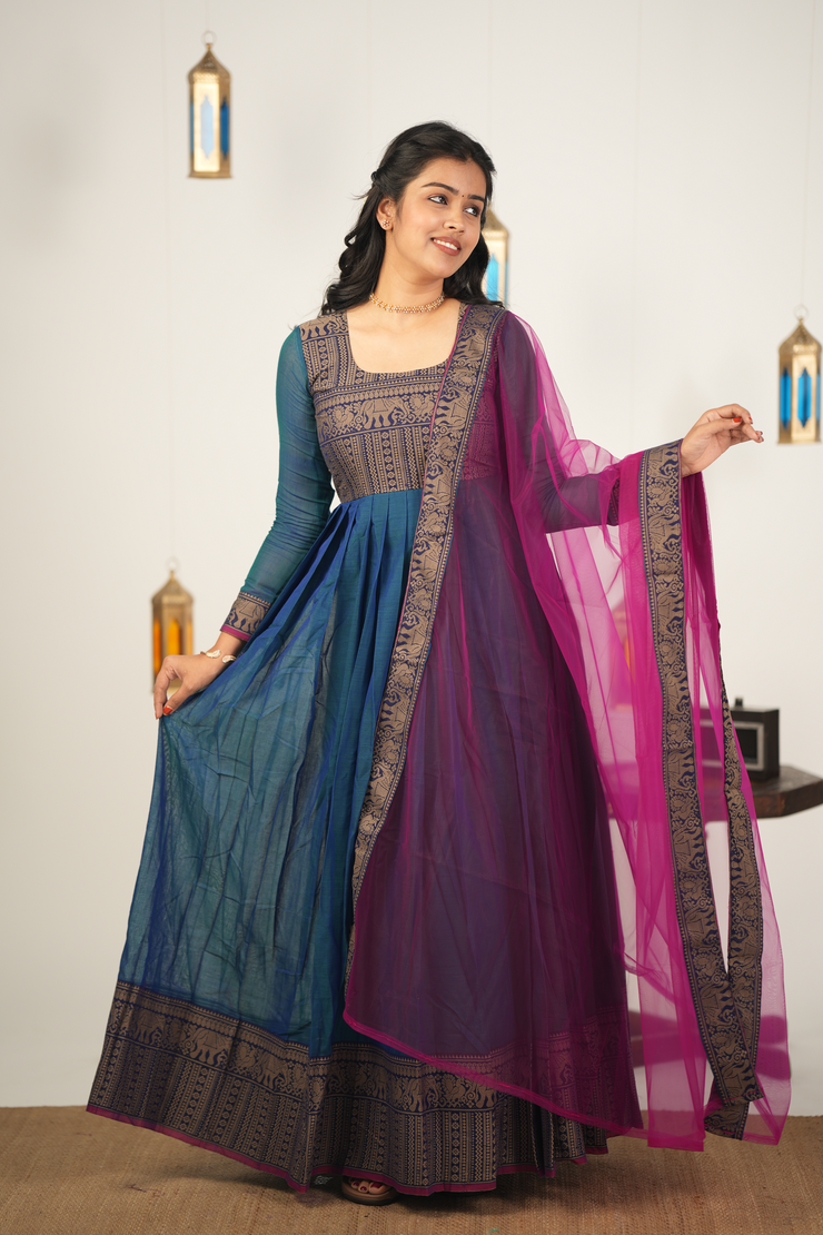 Elephant Pure and Soft Cotton Printed Anarkali With Dupatta