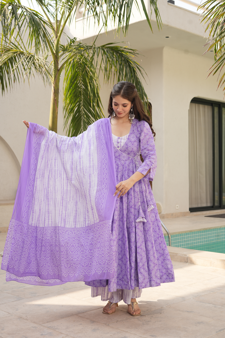 Purple Cotton Suit Set