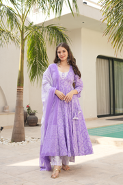 Purple Cotton Suit Set