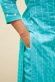 Turquoise Blue Handloom Co-ord Set