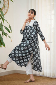 Black & White Lurex Kurti Set