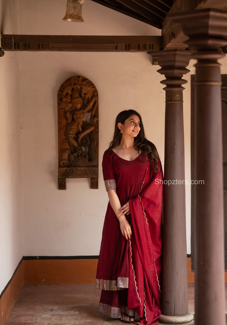 Red Chanderi Co-ord Set