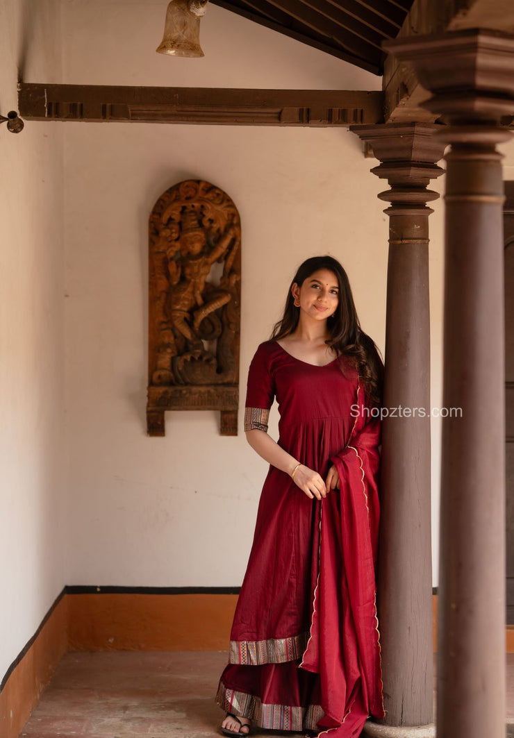 Red Chanderi Co-ord Set