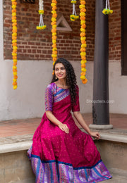 Magenta Maxi Brocade Dress