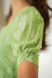 Pink or Green Embroidered Ankle Length Dress