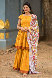 Pure Handloom Yellow Sharara Set