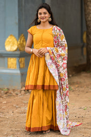 Pure Handloom Yellow Sharara Set