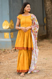 Pure Handloom Yellow Sharara Set