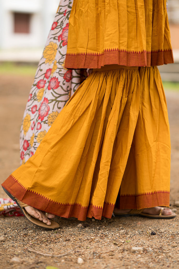 Pure Handloom Yellow Sharara Set