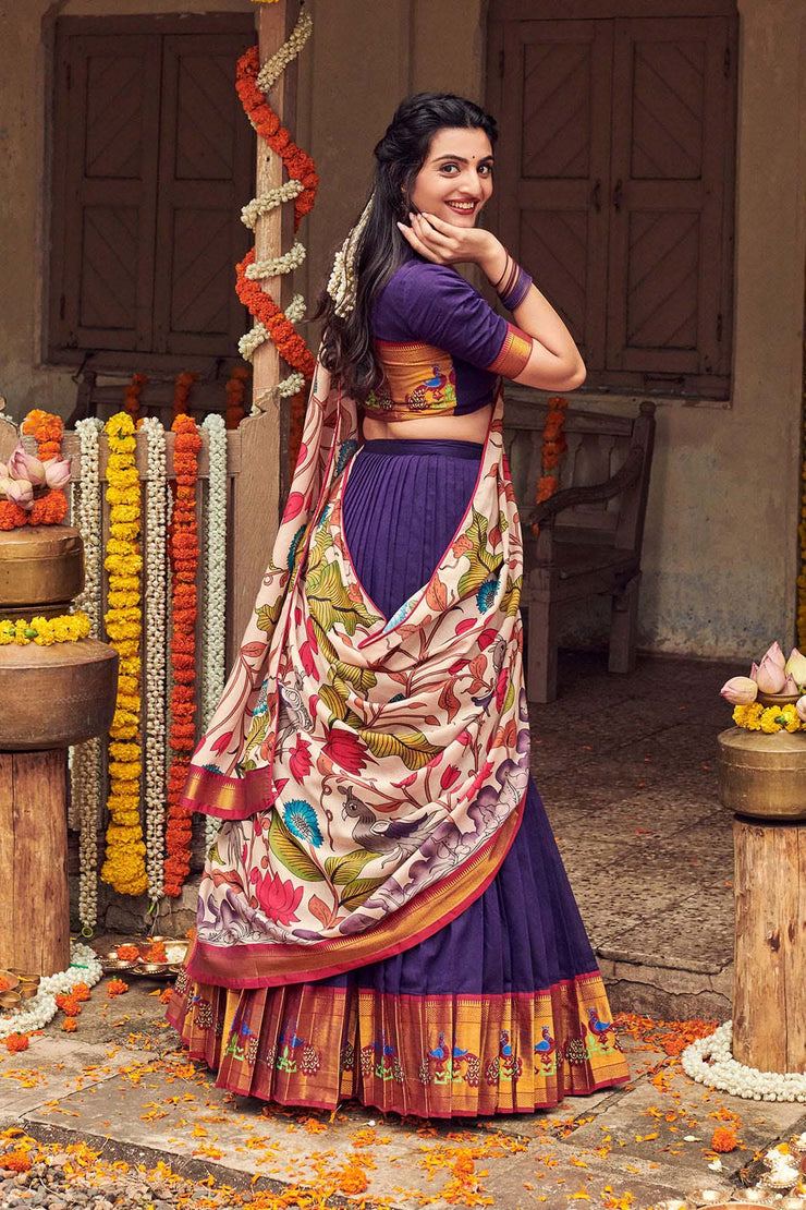 Royal purple Narayanpet Lehenga Set