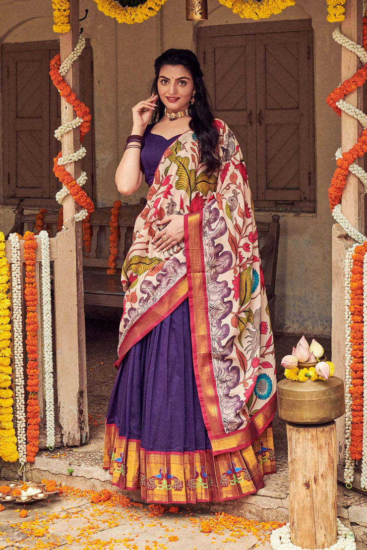 Royal purple Narayanpet Lehenga Set