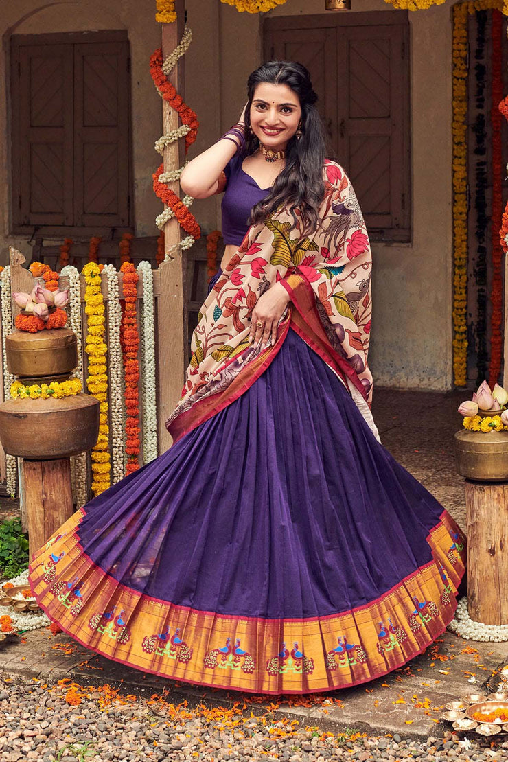 Royal purple Narayanpet Lehenga Set