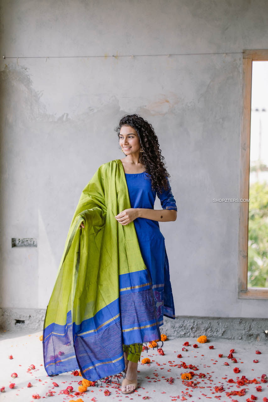 Blue Pochampally Suit Set