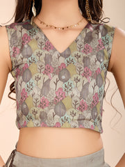 Kids Grey Silk blend Lehenga