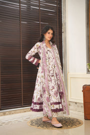 Floral purple cotton suit set